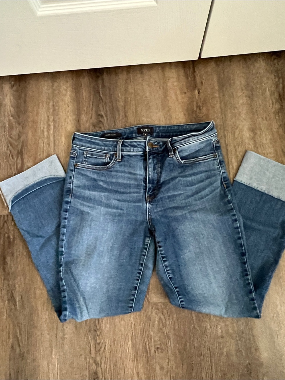 NYDJ Women's Boyfriend Jeans in Medium Blue Wash with Cuffs